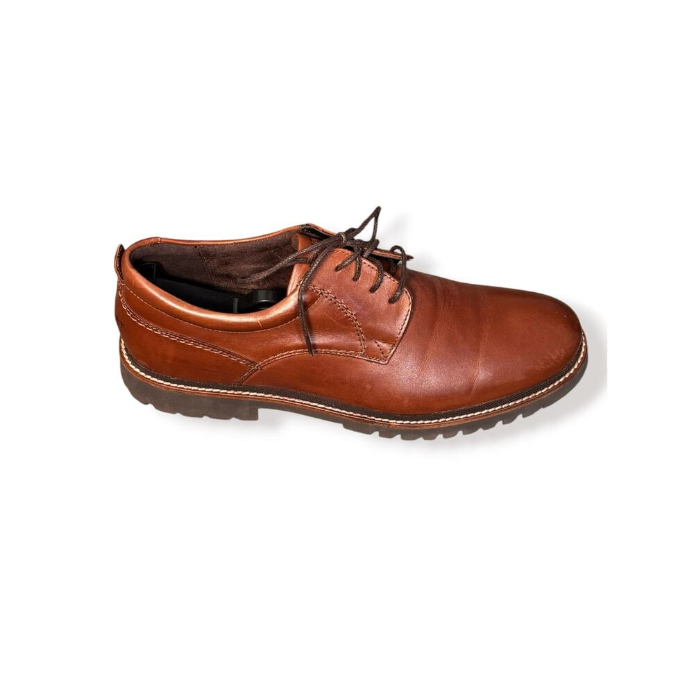 Rockport Brown Leather Oxford Comfort Shoes Mens Size 10 Lug Sole Casual Dress